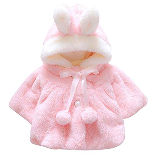 AngelZYJ Abrigos Bebé, Niña Infant Ropa Otoño Invierno Chaqueta con Oreja de Conejo Capucha Grueso Capa para Bebés Niña 0-36 Mes (Rosado, 0-6 Meses)