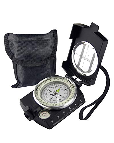 AOFAR Military Compass AF-4580 - Navegación de avistamiento de lente negra, impermeable y a prueba de sacudidas con calculadora de distancia de medidor, bolsa para camping, senderismo, caza, mochilero