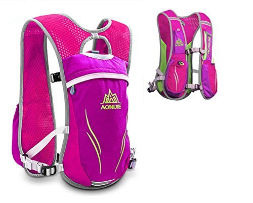 AONIJIE Unisex 5.5L Running Race Hidratación Chaleco Hidratación Pack Mochila (Rosa caliente)