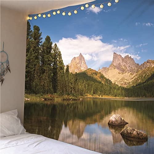 Aotiwe Tapiz Halloween, Decoración Baño Pared Bosque del Lago de Montaña Poliéster Vistoso 240x220CM Regalo Mujer