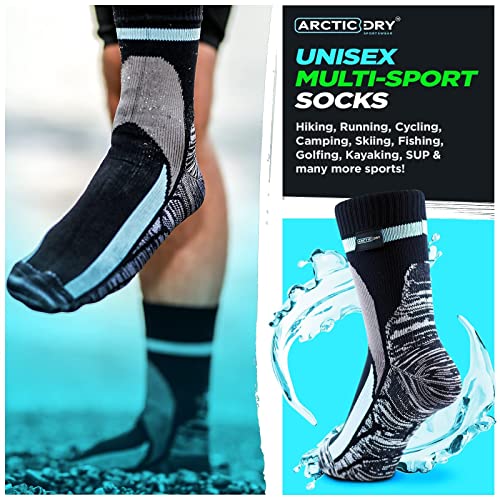 ArcticDry Xtreme 100% Calcetines Impermeables para Hombre, Mujer y Niños – Nylon, licra y Coolmax material a prueba de Agua – ¡Perfecto para ciclismo, excursiones, remar, pescar y más!