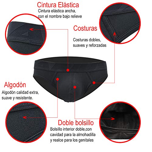 ARIUS Calzoncillo Slip con Relleno Delantero para Aumentar el Volumen y tamaño de los atributos Masculinos y Dar una Forma Redondeada - Push up y Relleno - Fabricado en Europa (L)