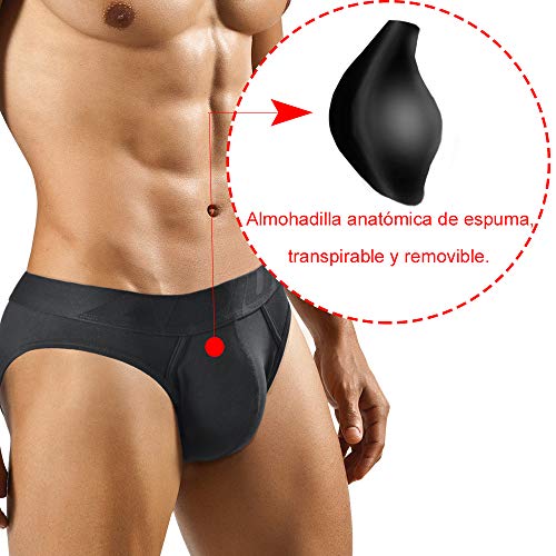 ARIUS Calzoncillo Slip con Relleno Delantero para Aumentar el Volumen y tamaño de los atributos Masculinos y Dar una Forma Redondeada - Push up y Relleno - Fabricado en Europa (L)