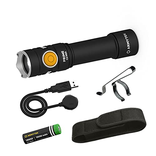 Armytek Prime C2 Pro - Lámpara LED (2230 lúmenes, imán, USB, recargable, incluye batería de ion de litio 18650)