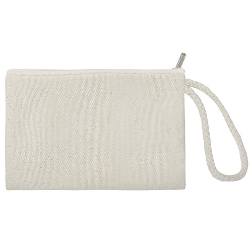 Aspire 12 bolsas de lona de algodón con cremallera con acollador, bolsa pequeña tela, multiusos Para almacenamiento, viajes, maquillaje,Niñas Bolso Pintado,17,5 x 12 cm，Natural(Beige)