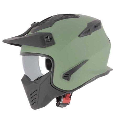 Astone Helmets - Elektron - Casque de moto jet - Casque jet 4 en 1 - Casque jet homologué - Coque en polycarbonate - Matt Army L