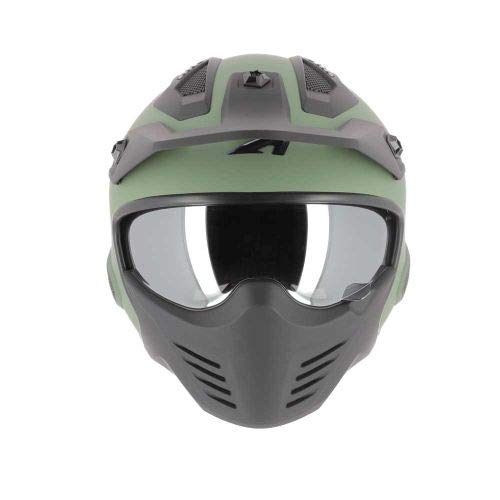 Astone Helmets - Elektron - Casque de moto jet - Casque jet 4 en 1 - Casque jet homologué - Coque en polycarbonate - Matt Army L