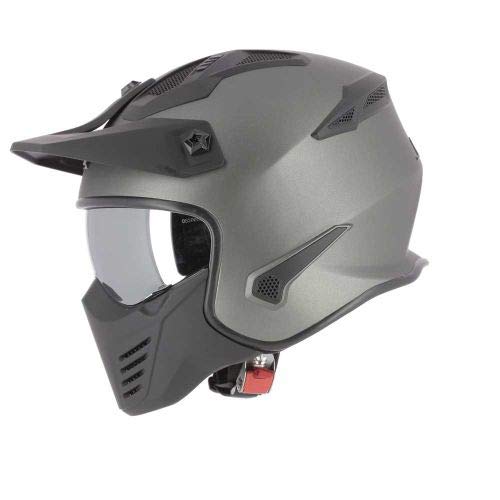 Astone Helmets - Elektron - Casque de moto jet - Casque jet 4 en 1 - Casque jet homologué - Coque en polycarbonate - Matt Gun Metal M