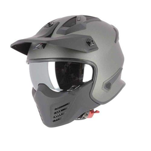 Astone Helmets - Elektron - Casque de moto jet - Casque jet 4 en 1 - Casque jet homologué - Coque en polycarbonate - Matt Gun Metal M