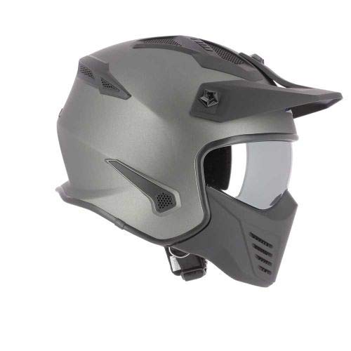 Astone Helmets - Elektron - Casque de moto jet - Casque jet 4 en 1 - Casque jet homologué - Coque en polycarbonate - Matt Gun Metal M