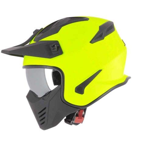 Astone Helmets - Elektron - Casque de moto jet - Casque jet 4 en 1 - Casque jet homologué - Coque en polycarbonate- Neon Yellow L