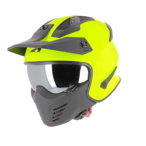 Astone Helmets - Elektron - Casque de moto jet - Casque jet 4 en 1 - Casque jet homologué - Coque en polycarbonate- Neon Yellow L