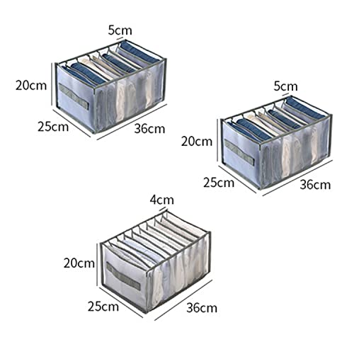 Auflosung Organizador De Cajones De 3 Piezas, Organizadores De Cajones Plegables,Organizador De Jeans Con Compartimentos De,Para Vaqueros, Armario, (7 CuadríCulas + 7 CuadríCulas + 9 CuadríCulas)