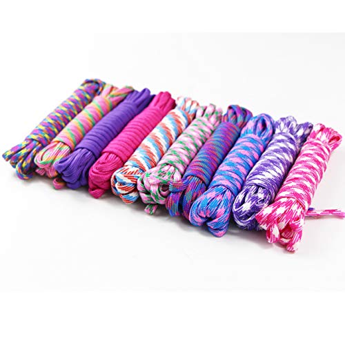 aufodara Kits de Paracord 100 pies 10 Colores Cuerda de Paracaídas con 14 Color Hebilla para el Aire Libre, Camping, Trenzar Pulseras, Llavero y Collar Perro (C-24PCS)