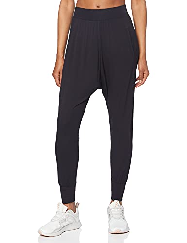 AURIQUE Pantalón Tiro Caído Mujer, Negro (Black), Small