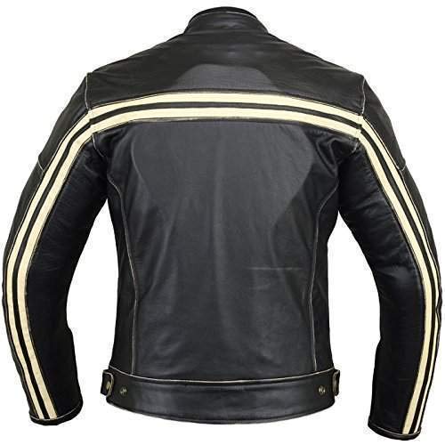 Australian Bikers Gear Retro Style 'The Bonnie' - Chaqueta de moto, Negro / Blanco, XL