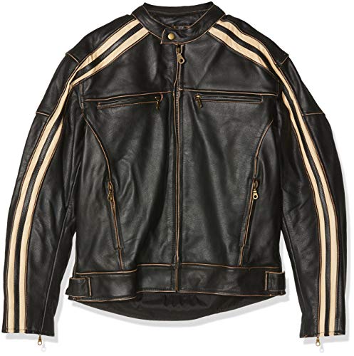 Australian Bikers Gear Retro Style 'The Bonnie' - Chaqueta de moto, Negro / Blanco, XL