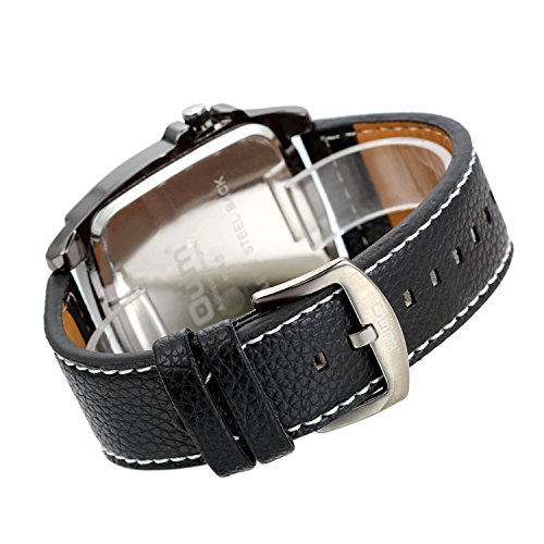 Avaner Reloj de Pulsera Grande Punky Militar Deportivo para Hombres, Brújula y Termómetro Decorativos Ancha Correa de Cuero Negro, Friki Reloj de Piloto 2 Zona de Horarios, Regalos dia del padre origi