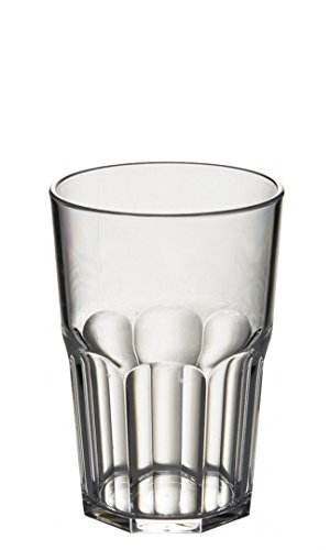 Avenue Juego de 6 vasos octogonales de plástico de policarbonato irrompibles y reutilizables, 428 ml, altura 12 cm, diámetro máximo 8,5 cm