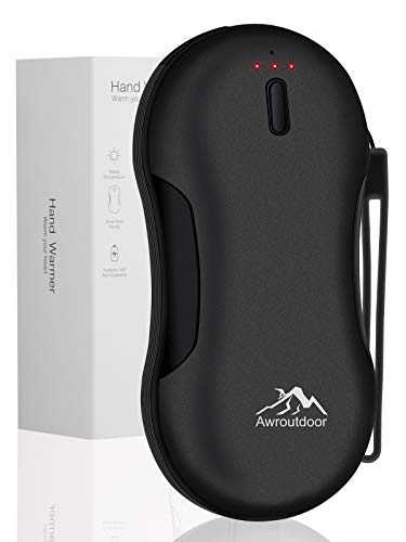 Awroutdoor Calentador de Mano Recargable, 9000mAh Carga Rápida Calentadores de Manos Bolsillo USB, Alta capacidad Power Bank Calentador de Mano eléctrico de Reutilizable para Esquiar, Acampar, Caminar