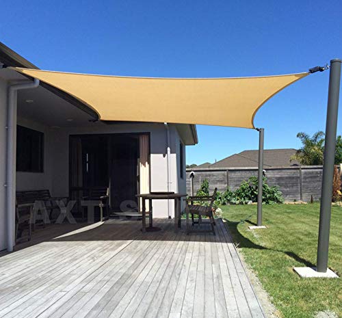 AXT SHADE Toldo Vela de Sombra Rectangular 2 x 3 m, protección Rayos UV y HDPE Transpirable para Patio, Exteriores, Jardín, Color Arena