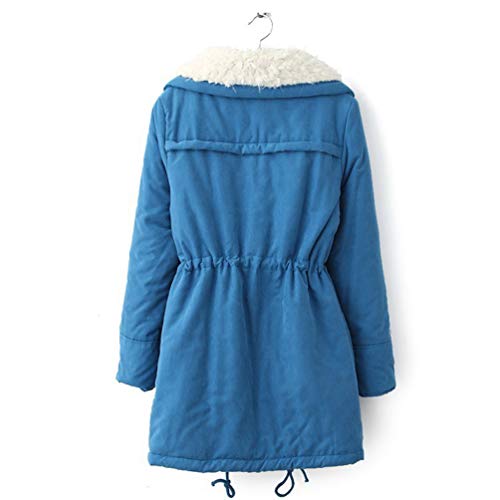 Baijiaye Mujeres Abrigos de Invierno Gruesa Parka de Acolchado Cálida Chaqueta de Piel Sintética Casual Anorak Azul