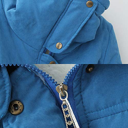 Baijiaye Mujeres Abrigos de Invierno Gruesa Parka de Acolchado Cálida Chaqueta de Piel Sintética Casual Anorak Azul