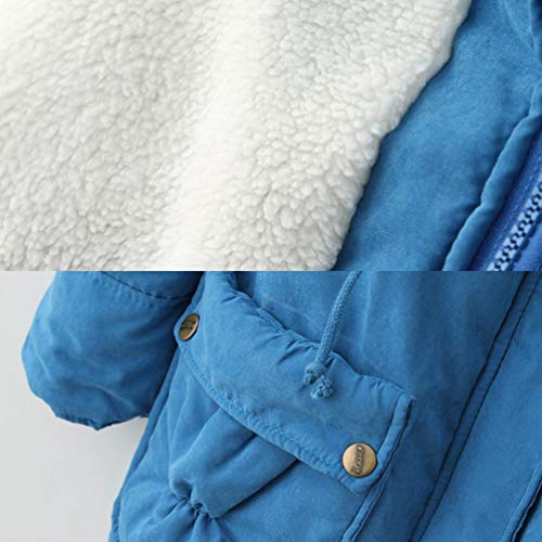 Baijiaye Mujeres Abrigos de Invierno Gruesa Parka de Acolchado Cálida Chaqueta de Piel Sintética Casual Anorak Azul