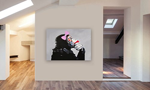 Banksy - Lienzo decorativo para pared, diseño de gorila de mono femenino, varios tamaños (A1 81 x 61 cm)