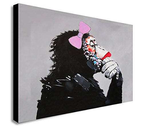 Banksy - Lienzo decorativo para pared, diseño de gorila de mono femenino, varios tamaños (A1 81 x 61 cm)