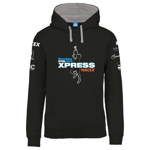 Barcelona Padel Tour | Sudadera con Capucha Xpress | para Hombre | Chaqueta de Deporte con Estampación de Pádel | Ropa Deportiva de Algodón XL