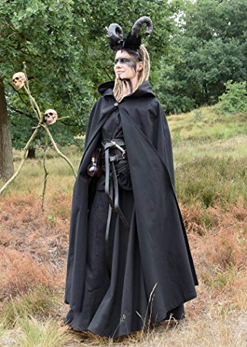 Battle-Merchant - Capa Medieval con Capucha/gugel - para Mujer y Hombre - Ideal para Larp, Estilos Vikingos o Disfraces - Negro