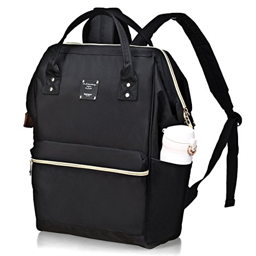 Bebamour Casual College Backpack Ligero Recorrido Ancho Abierto Volver a la Escuela Mochila para Mujeres y Hombres (Black)