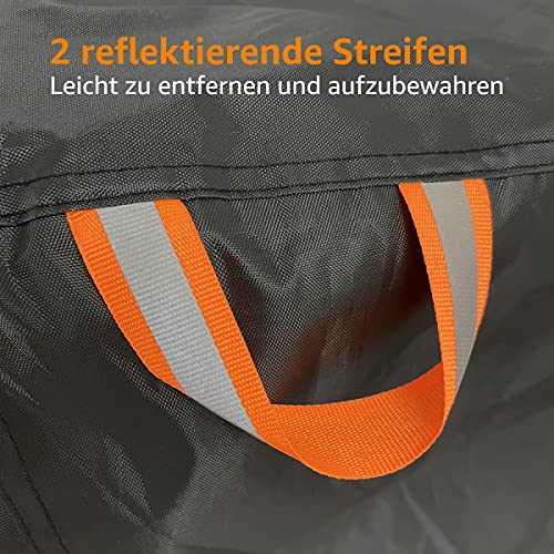 BEEWAY Funda para Moto, 210D XXL Impermeable Motocicleta Funda Poliéster con Banda Reflectante, Antipolvo/UV protección, Lona para Interior y Exterior con Orificios de Bloqueo, 245 × 105 × 125 cm