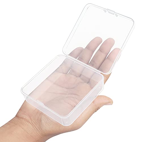 BELLE VOUS Cajas Plastico Pequeñas Transparentes con Tapa de Bisagra (Pack de 24) 8,3 x 8,3 x 2,8 cm - Caja Organizadora Plastico – Mini Recipientes Pastillas, Cuentas, Joyas, Artículos Manualidades