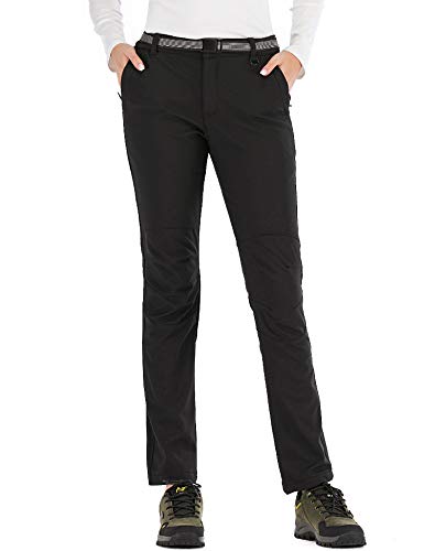 BenBoy Pantalones de Nieve Montaña Mujer Impermeables Invierno Calentar Pantalones Trekking Escalada Senderismo Esquiar Softshell,KZ3329W-Black3-XL