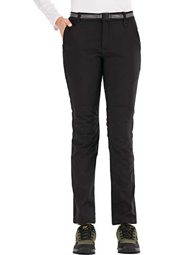 BenBoy Pantalones de Nieve Montaña Mujer Impermeables Invierno Calentar Pantalones Trekking Escalada Senderismo Esquiar Softshell,KZ3329W-Black3-XL