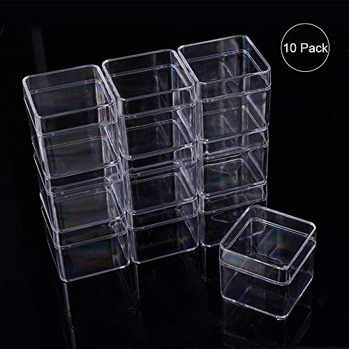 BENECREAT 10 Pack Cajas Cuadrado de Alta Transparencia Contenedores de Plástico Cajón Organizadores para Artículos de Belleza Otros Artículos Pequeños