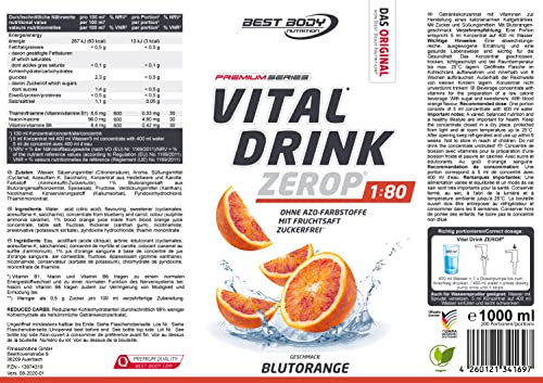 Best Body Nutrition Low Carb Vital Drink Blood Orange - 1000 ml