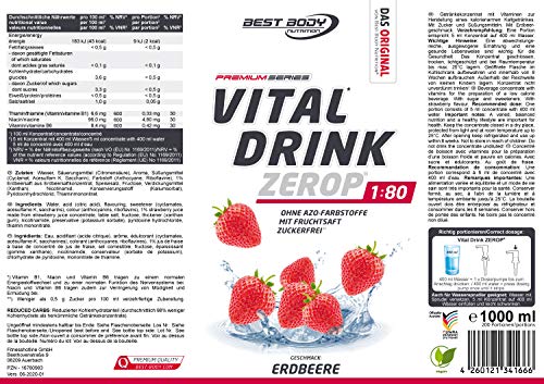 Best Body Nutrition Low Carb Vital Drink Strawberry - 1000 ml