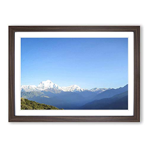 Big Box Art Cuadro de Paisaje de montañas Annapurna de Nepal Enmarcado Listo para Colgar, de Nogal A2 (62 x 45 cm), marrón