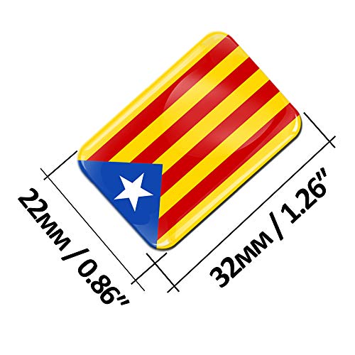 Biomar Labs® 2 x 3D Gel Pegatinas Siliconas Comunidad de España Cataluña Bandera Independentista Catalana Estelada Blava Español Stickers Spain Catalunya Flag Adhesivos Auto Coche Moto Ordenador F 91