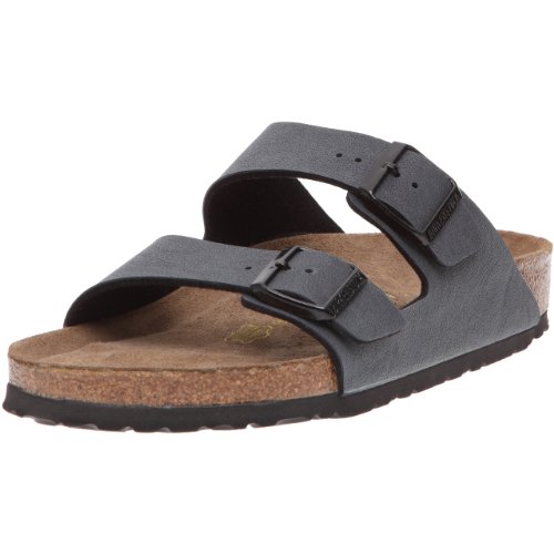 Birkenstock Arizona, Sandalias de Punta Descubierta Unisex, Gris (Schwarz (Nubuk Basalt), 42