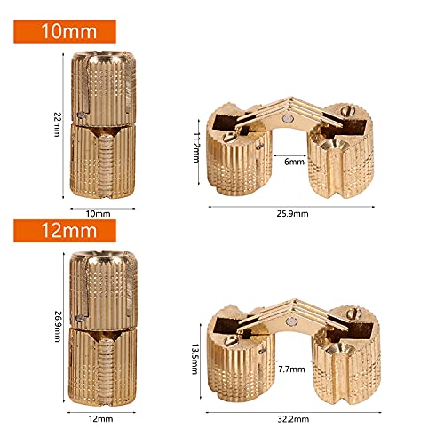 Bisagra oculta invisible, cobre, para puerta de madera, 4 unidades(10mm)