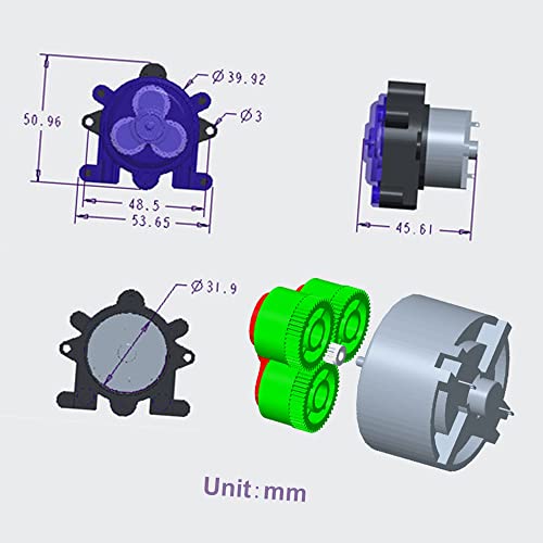 Bisofice Bomba peristaltica DC 6V DIY Bomba Dosificadora Mini Cabezal Dosificador Peristáltico Función Autocebante Flujo Grande 23ml / min para Laboratorio de Acuario Química Analítica Agua Líquida