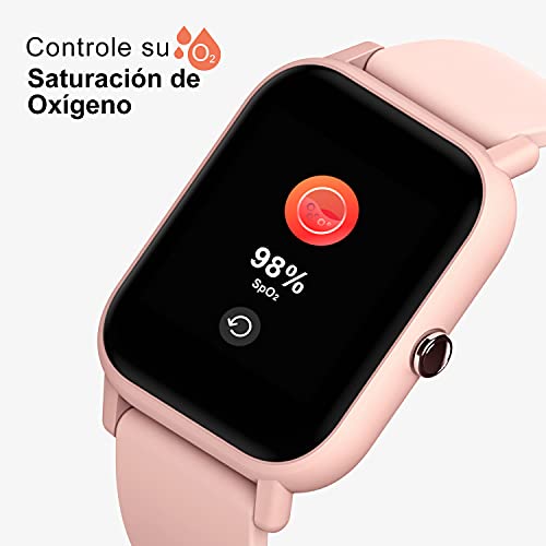 Blackview R3 Smartwatch, Reloj Inteligente Mujer - Oxímetro de Pulso (SpO2) | Esfera de Reloj de DIY | Pulsera Actividad Inteligente Caloría | Smartwatch Mujer para Android e iOS (Versión Mejorada)