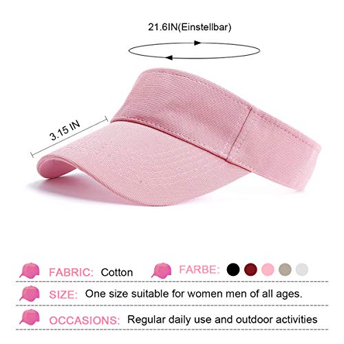 BLURBE Unisex Visera- Visor Gorras, 1/2 Gorra Deportiva Protección UV Viseras Sombreros para el Sol de Deportes al Aire Libre Golf Tenis Correr para Correr (Rosa)