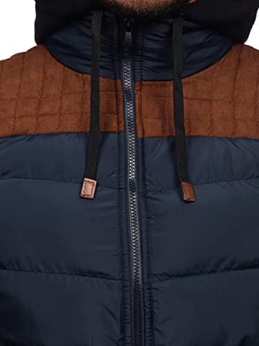 BOLF Hombre Chaleco acolchado con Capucha Cierre de Cremallera Chaqueta sin Manga Cazadora Plumifero Jacket Jogging Zip Outdoor Estilo Deportivo B5382 Azul Oscuro M [1U1]