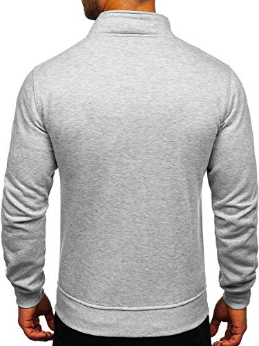 BOLF Hombre Sudadera Abierta sin Capucha Cierre de Cremallera Blusa Sweater Jersey Suéter de Algodón Outdoor Deporte Básico Ocio Estilo Deportivo B2002 Gris L [1A1]