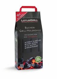 Bolsa de carbón de haya LotusGrill de 2,5 kg, con pasta combustible LotusGrill de 200 ml, ambas desarrolladas para asar a la parrilla con LotusGrill